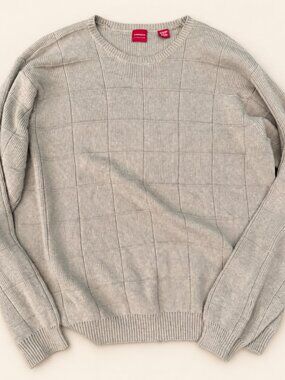 Arrow Cream Grid Knit Cotton Sweater LT
